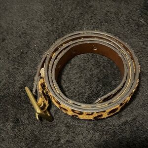 Target Genuine Leather Animal Print Belt with Brass Buckle